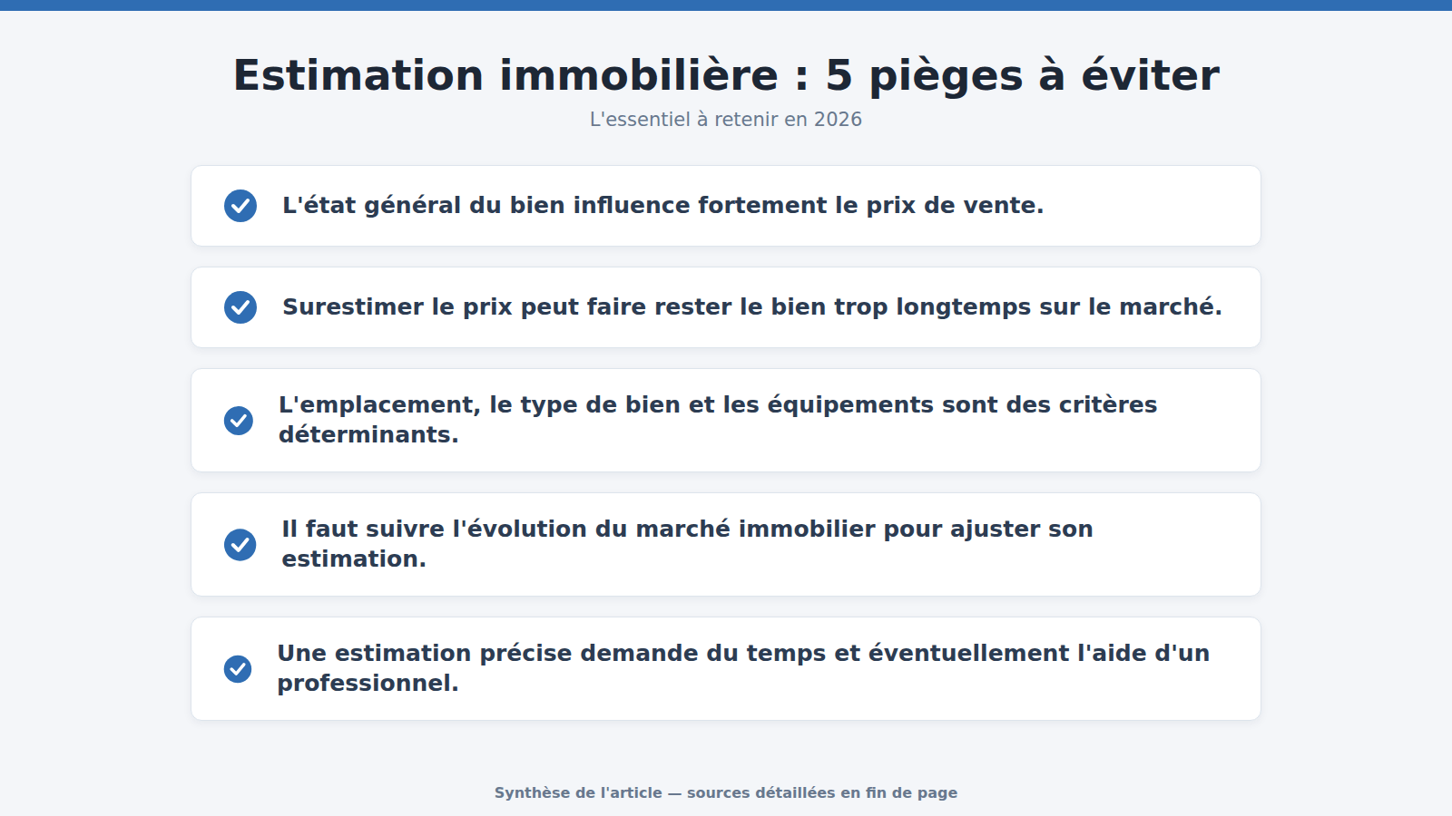 Estimation immobilière : 5 pièges à éviter : l'essentiel à retenir (2026)