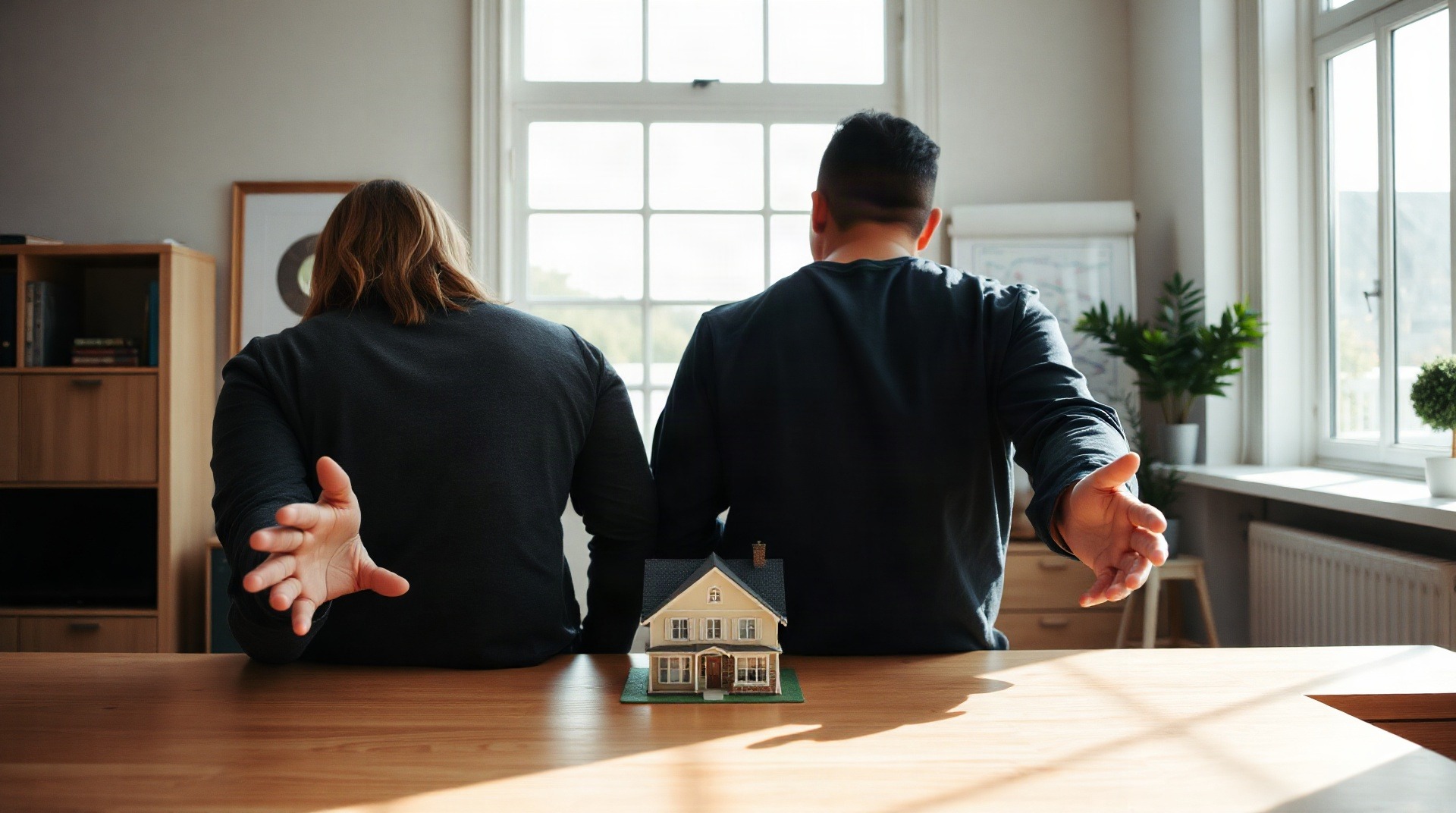 Couple consultant les plans de leur future maison avec un constructeur