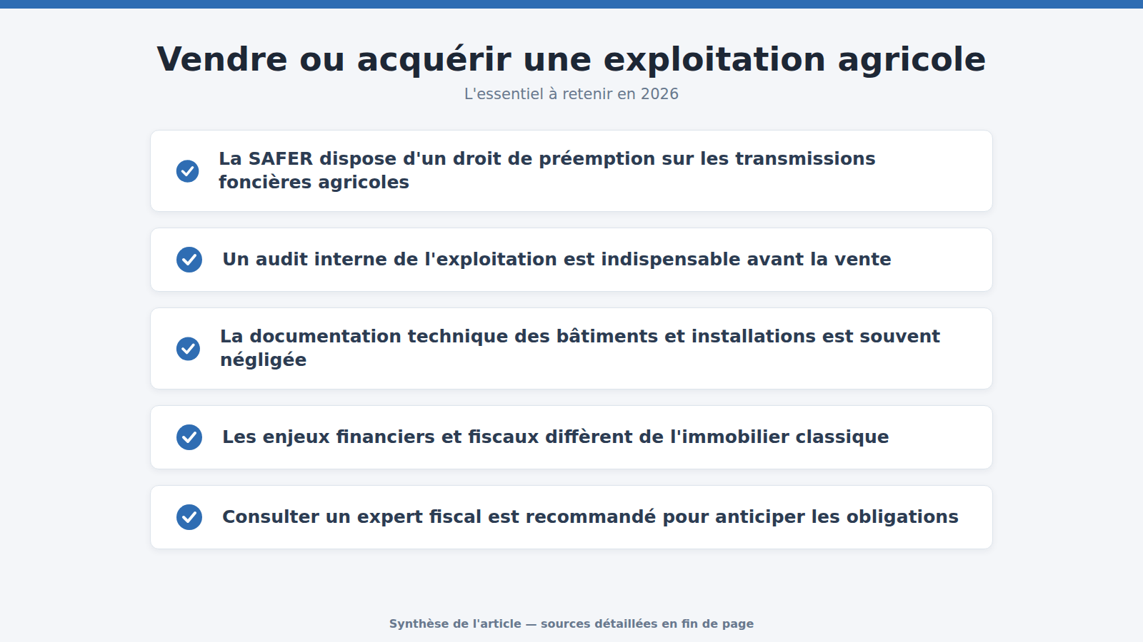 Vendre ou acquérir une exploitation agricole : l'essentiel à retenir (2026)