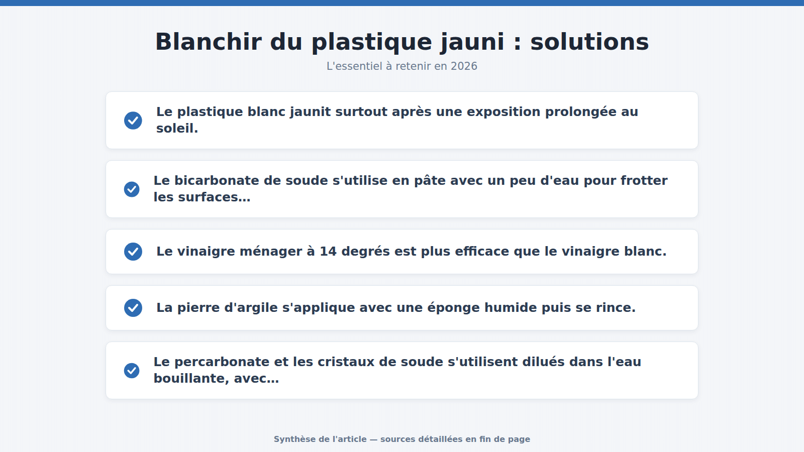 Blanchir du plastique jauni : solutions : l'essentiel à retenir (2026)