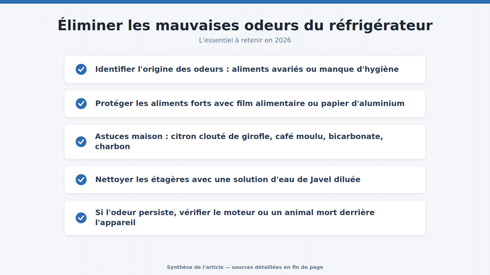 Éliminer les mauvaises odeurs du réfrigérateur : l'essentiel à retenir (2026)