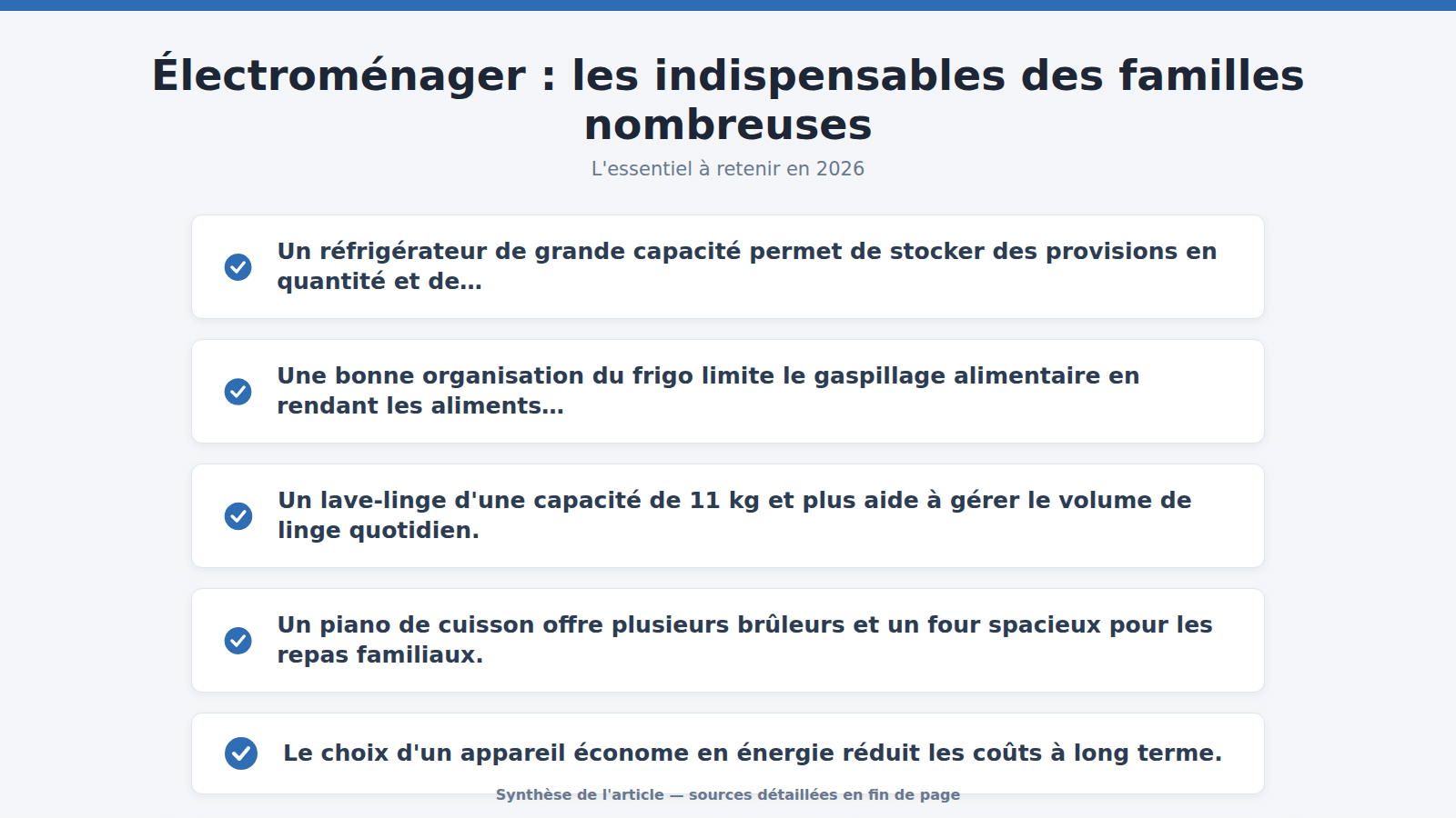 Électroménager : les indispensables des familles nombreuses : l'essentiel à retenir (2026)