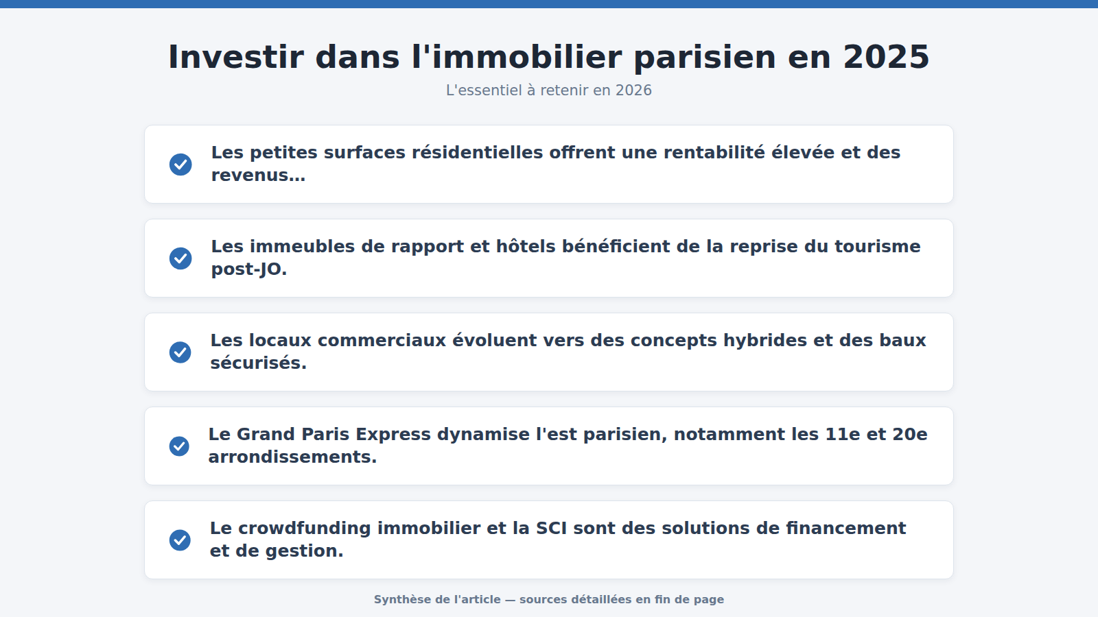 Investir dans l'immobilier parisien en 2025 : l'essentiel à retenir (2026)