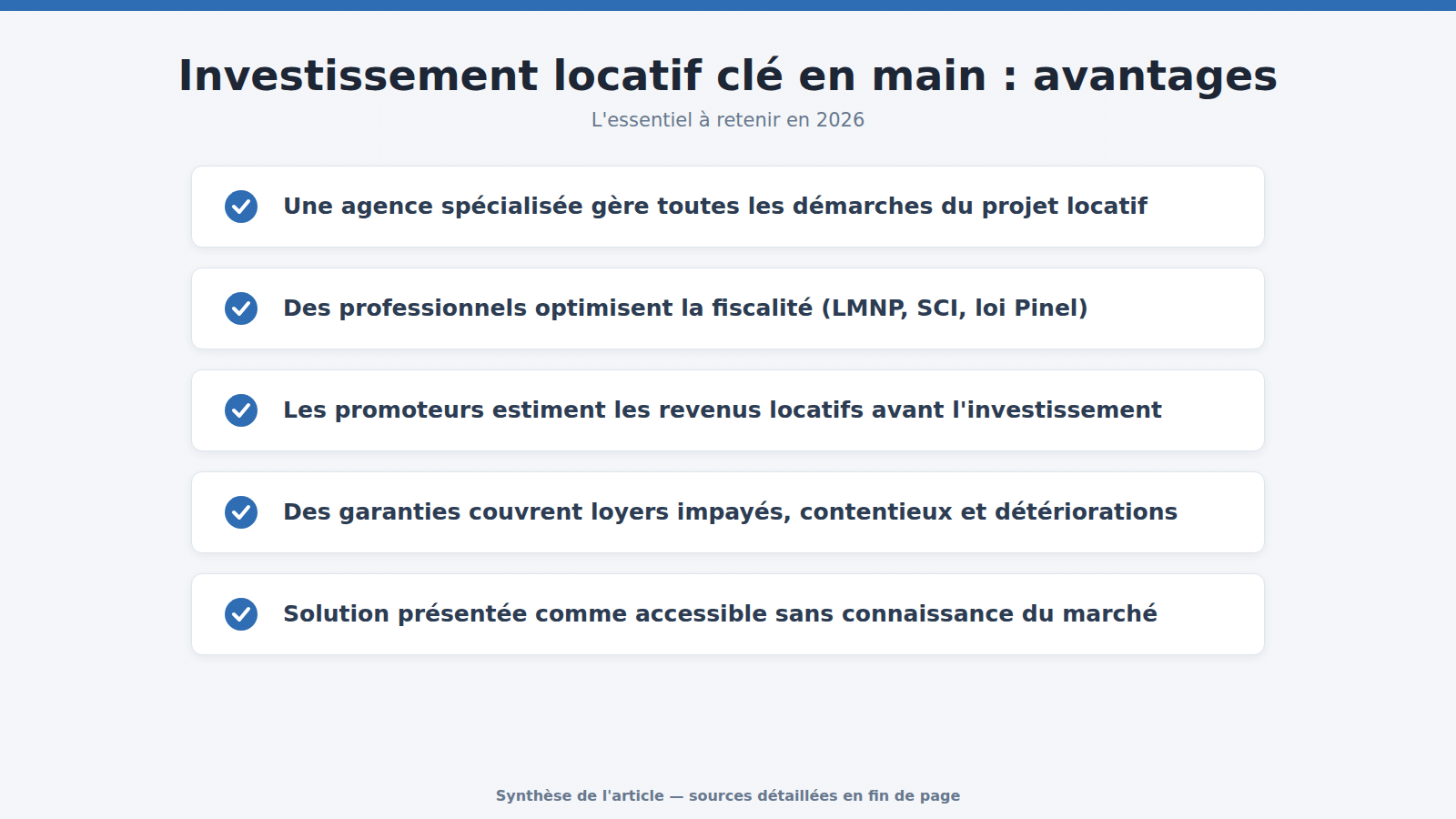Investissement locatif clé en main : avantages : l'essentiel à retenir (2026)