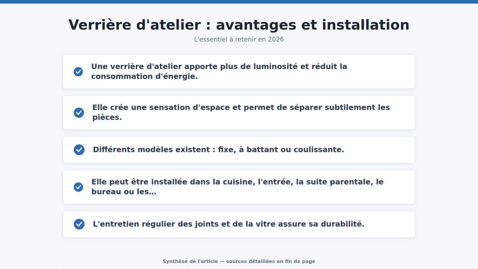 Verrière d'atelier : avantages et installation : l'essentiel à retenir (2026)