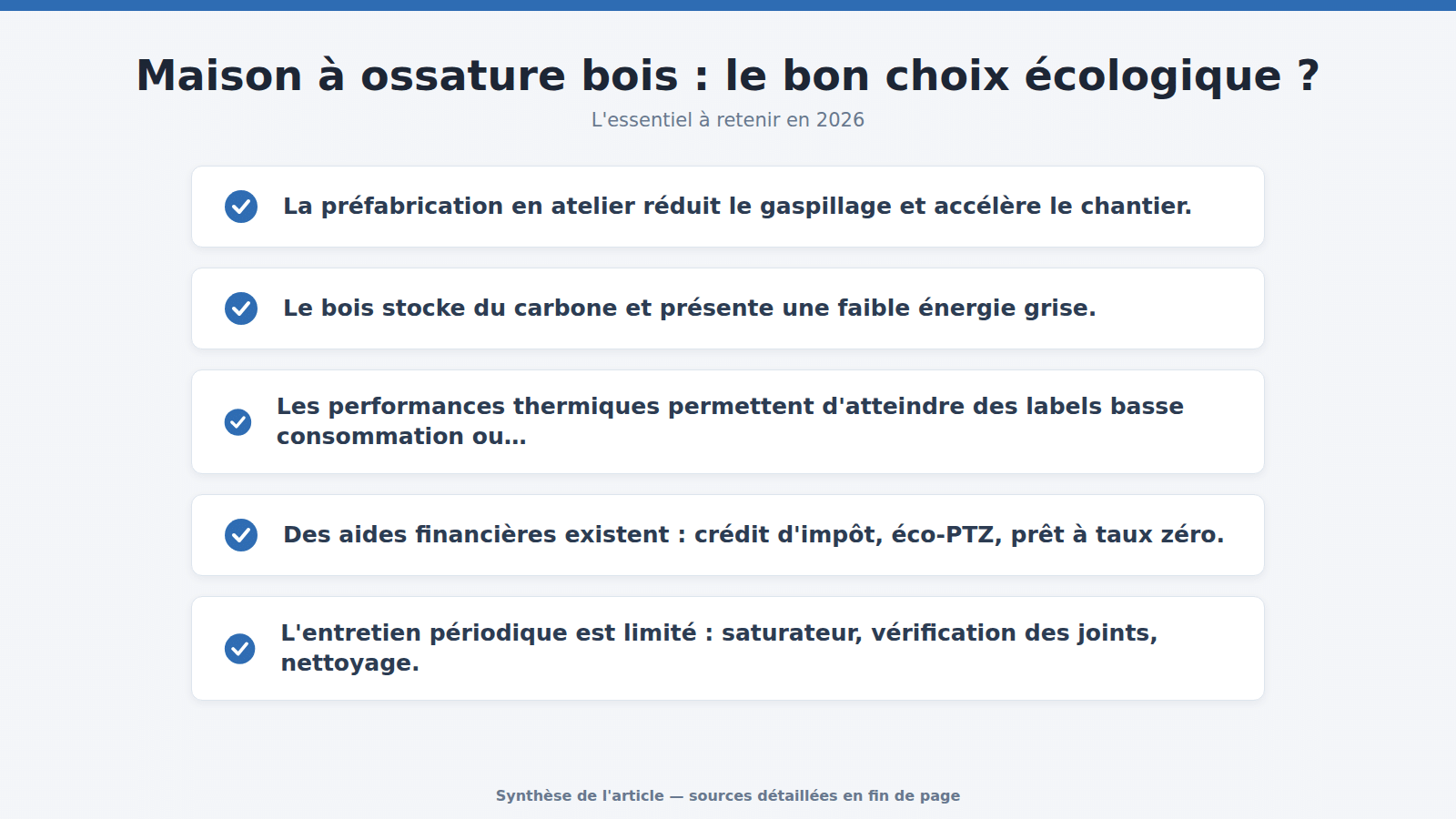 Maison à ossature bois : le bon choix écologique ? : l'essentiel à retenir (2026)