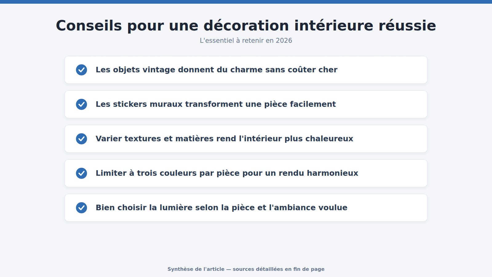 Conseils pour une décoration intérieure réussie : l'essentiel à retenir (2026)