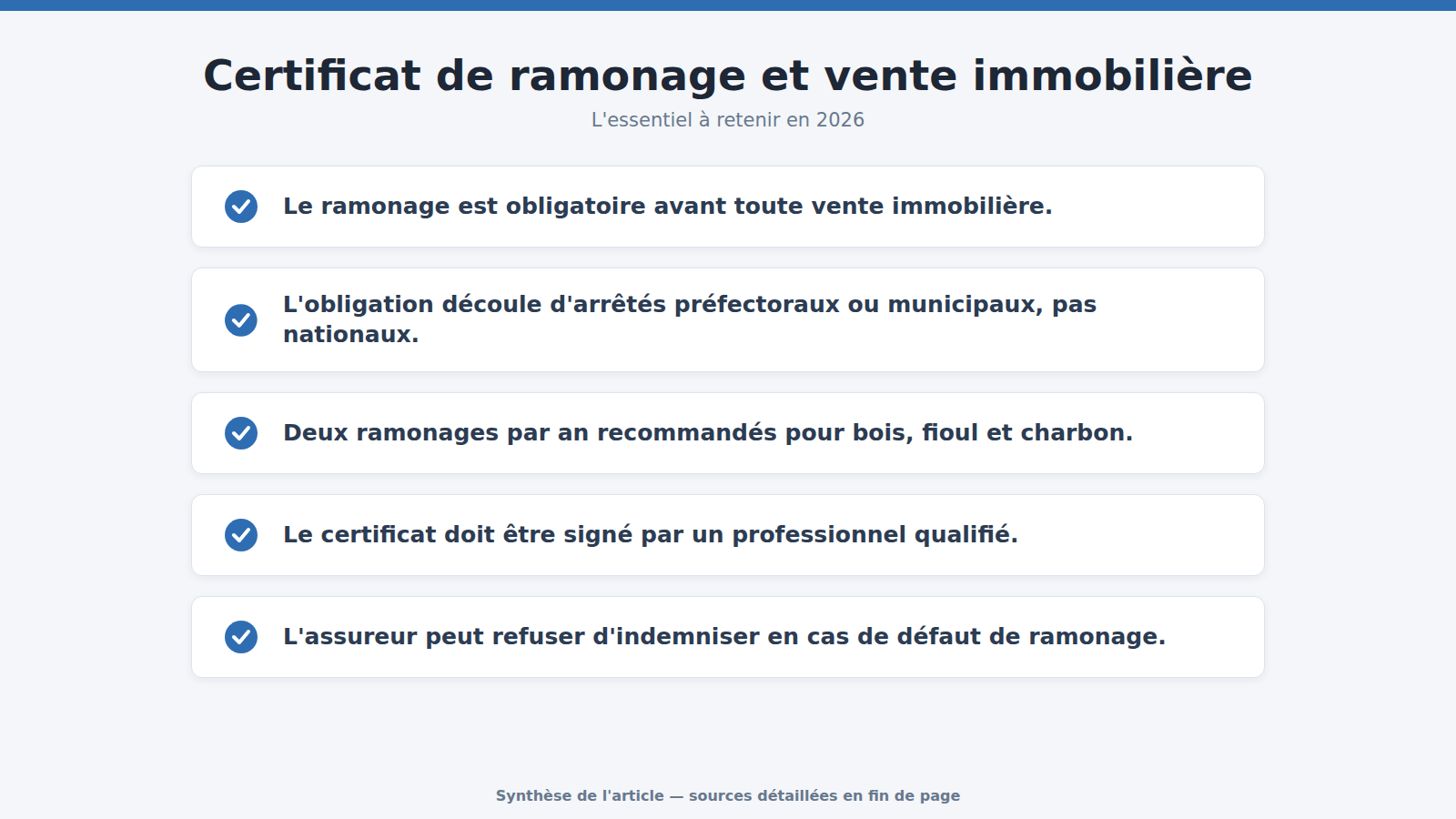 Certificat de ramonage et vente immobilière : l'essentiel à retenir (2026)