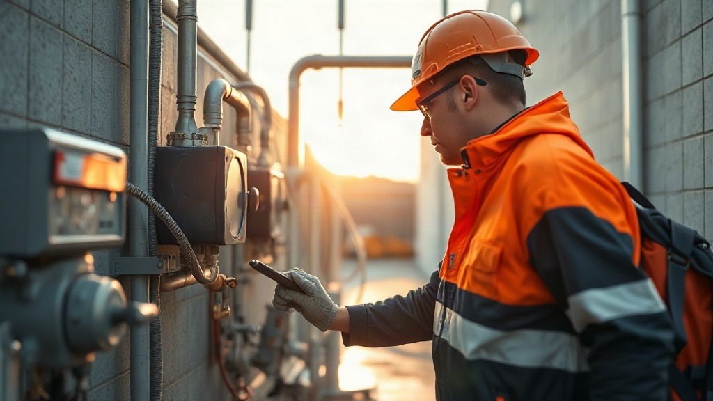 Technicien inspectant un système d'assainissement non collectif