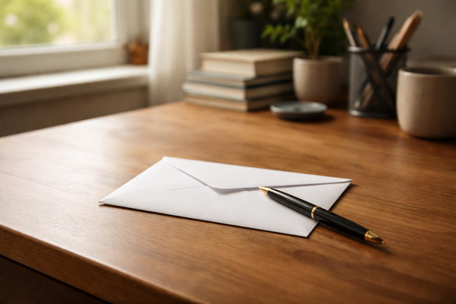 Enveloppe et courrier officiel prêt à envoyer