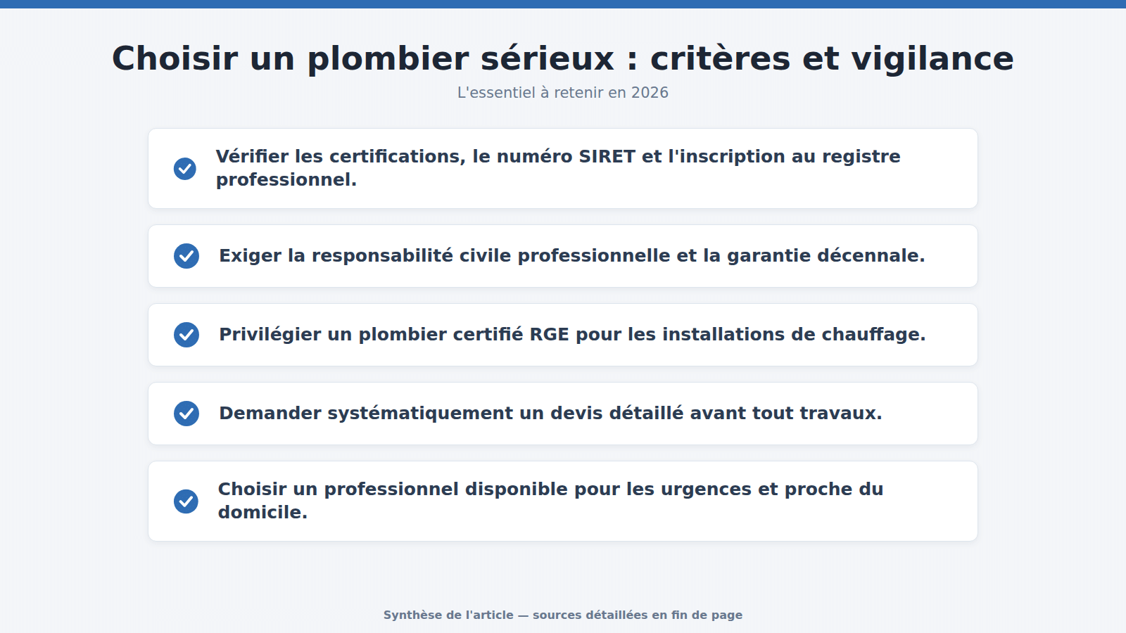 Choisir un plombier sérieux : critères et vigilance : l'essentiel à retenir (2026)