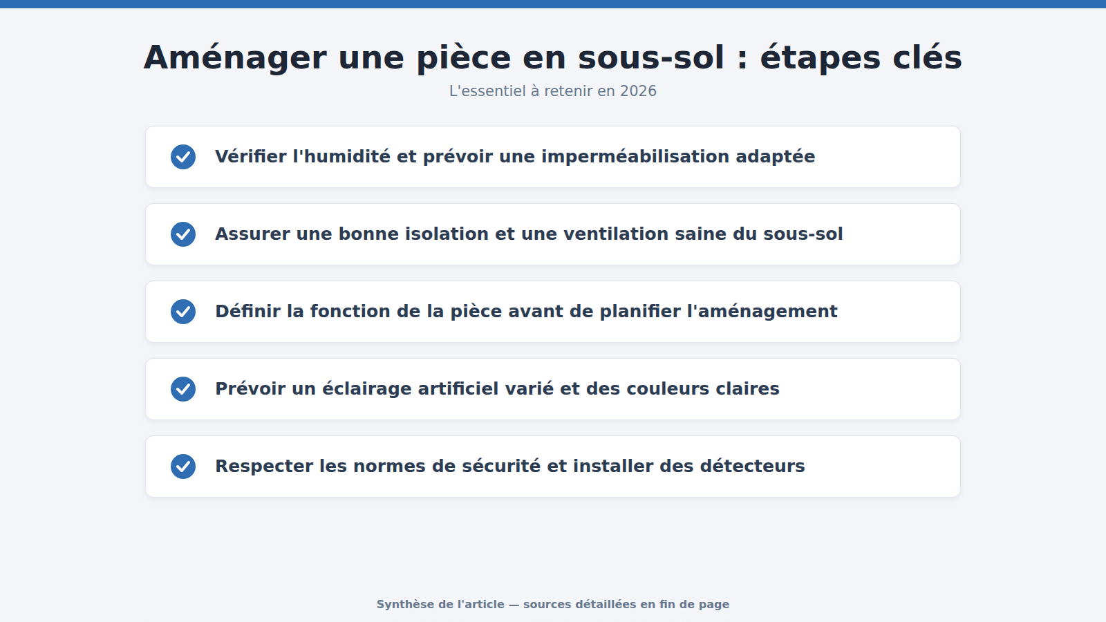 Aménager une pièce en sous-sol : étapes clés : l'essentiel à retenir (2026)