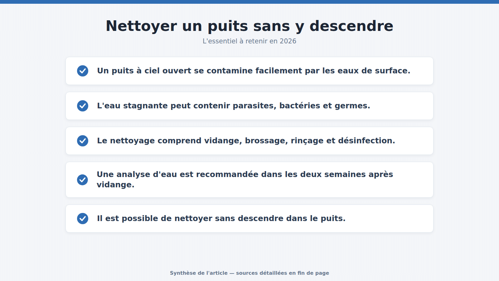 Nettoyer un puits sans y descendre : l'essentiel à retenir (2026)