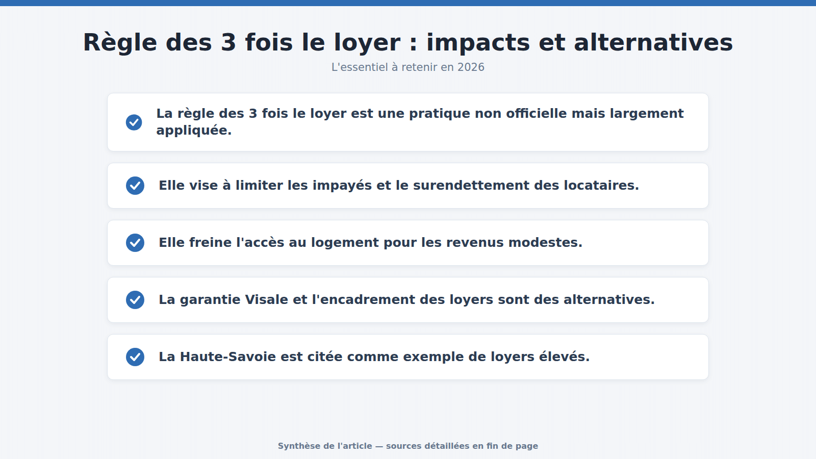 Règle des 3 fois le loyer : impacts et alternatives : l'essentiel à retenir (2026)