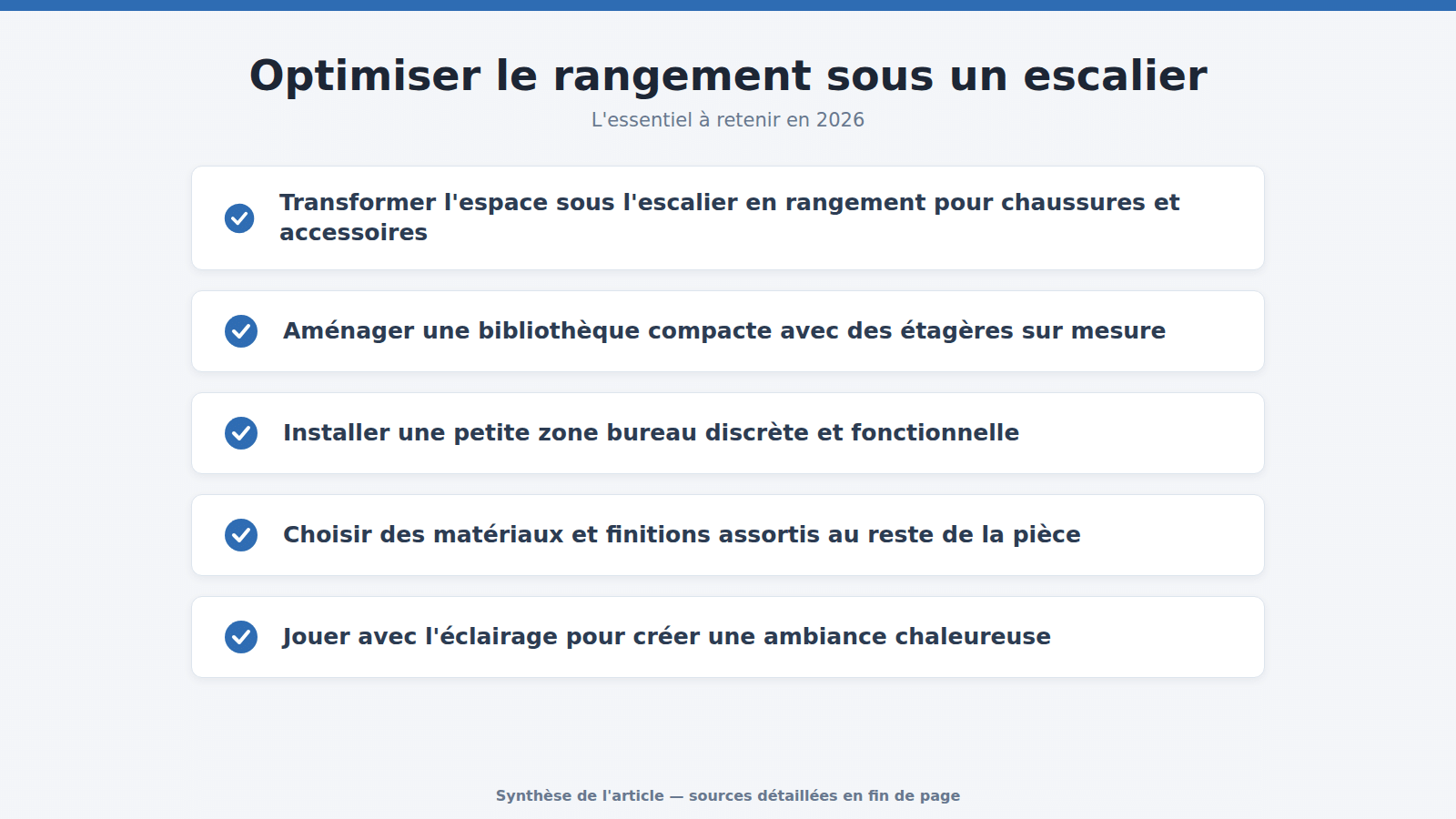 Optimiser le rangement sous un escalier : l'essentiel à retenir (2026)