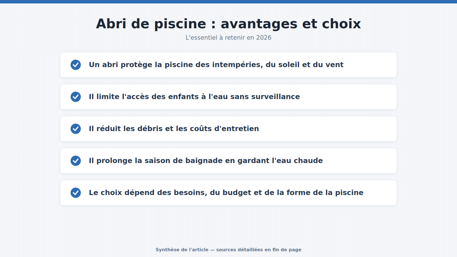 Abri de piscine : avantages et choix : l'essentiel à retenir (2026)