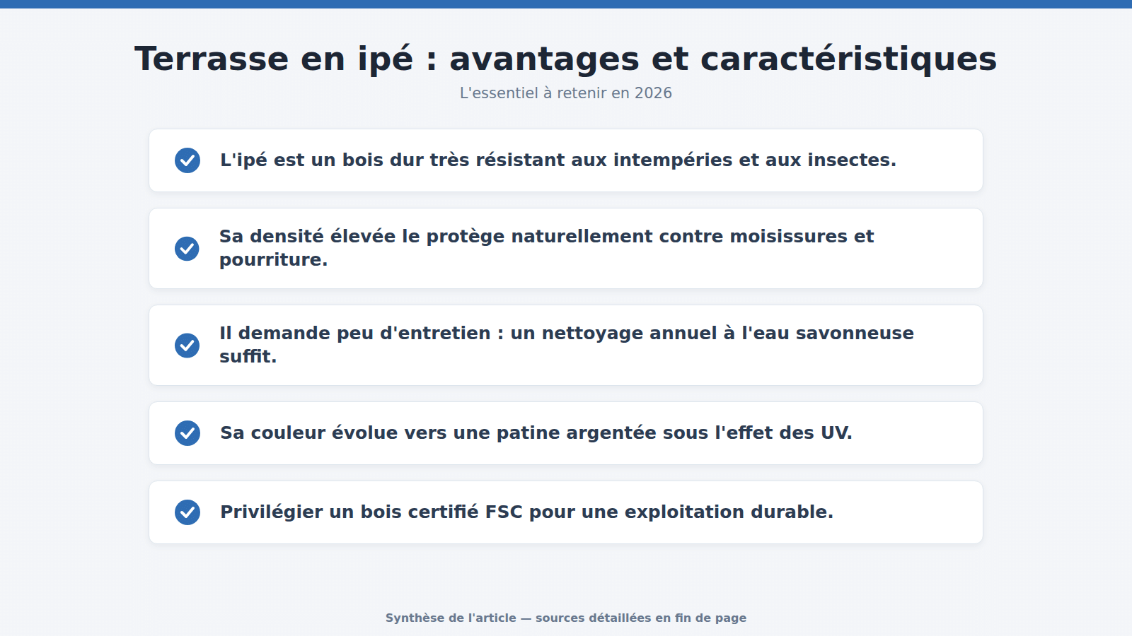 Terrasse en ipé : avantages et caractéristiques : l'essentiel à retenir (2026)