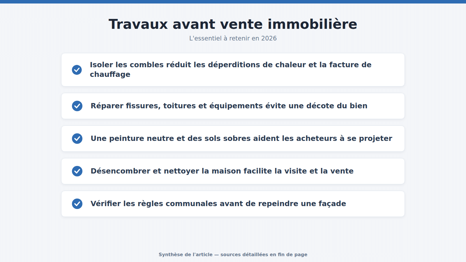 Travaux avant vente immobilière : l'essentiel à retenir (2026)