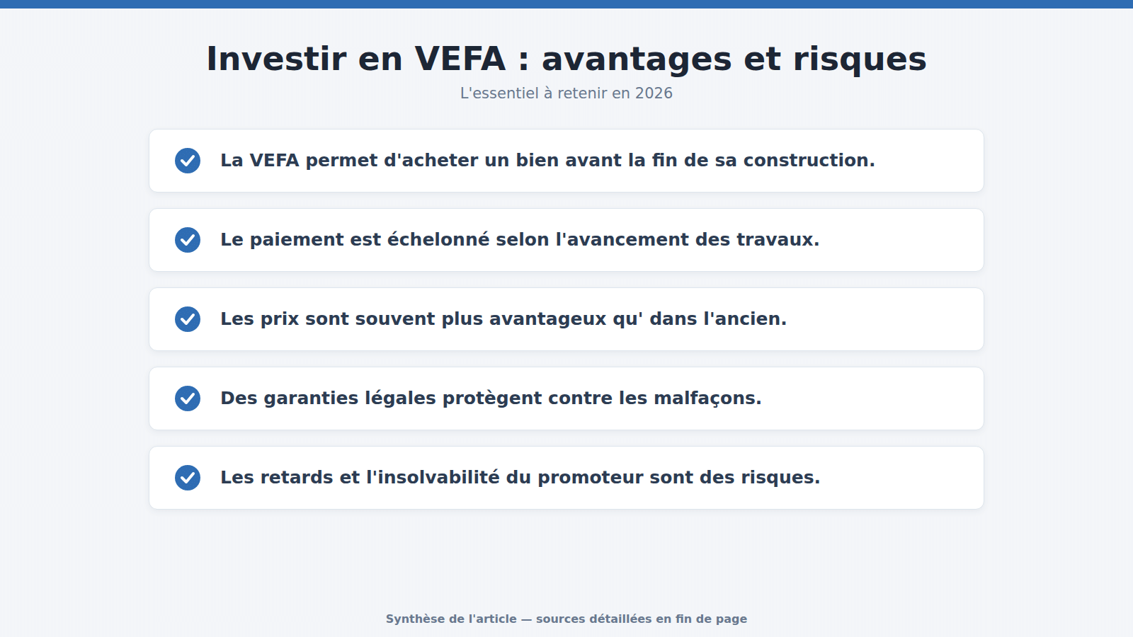 Investir en VEFA : avantages et risques : l'essentiel à retenir (2026)