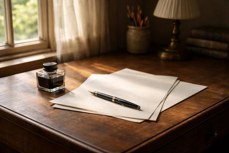 Personne rédigeant une lettre formelle à son bureau