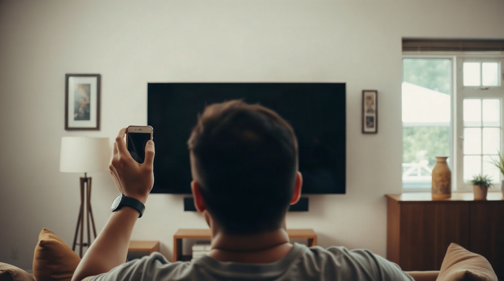 Personne tenant un téléphone avec le menu de diffusion d'écran ouvert