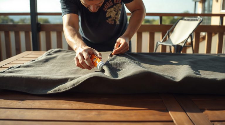 Est-il possible de coller du textilène ? Réparation d'une chaise longue en textilène sur une terrasse